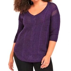Torrid Purple Lurex Pointelle Tunic Sweater